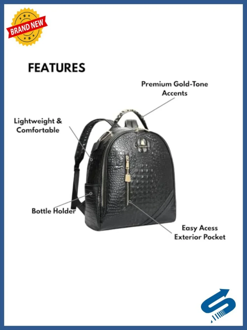 Vegan Leather Water-Resistant Fashion Backpack for Travel Work